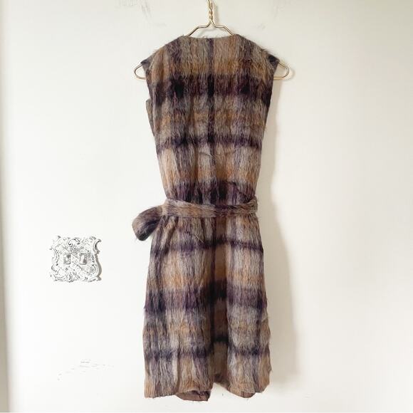 Lafayette 148 New York Tai Pavillion Brushed Plaid Alpaca Longline Vest S - Picture 10 of 12